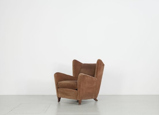 Velvet Lounge Chairs Attributed to Melchiorre Bega, Italy, 1950s, Set of 3-AA-852240