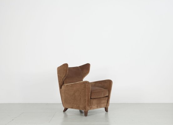 Velvet Lounge Chairs Attributed to Melchiorre Bega, Italy, 1950s, Set of 3-AA-852240