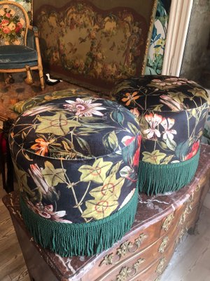 Velvet Poufs, 1980s, Set of 2-ULU-2042089