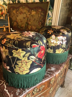 Velvet Poufs, 1980s, Set of 2-ULU-2042089