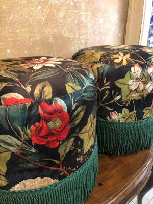 Velvet Poufs, 1980s, Set of 2-ULU-2042089