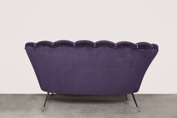 Velvet Shell Sofa, 1950s-ZXQ-823871