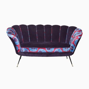 Velvet Shell Sofa, 1950s-ZXQ-823871