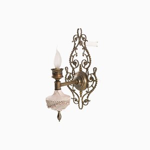 Venetian Art Nouveau Wall Lights in Pink Porcelain, Brass and Bronze from Bassano, Set of 2-NJV-974783