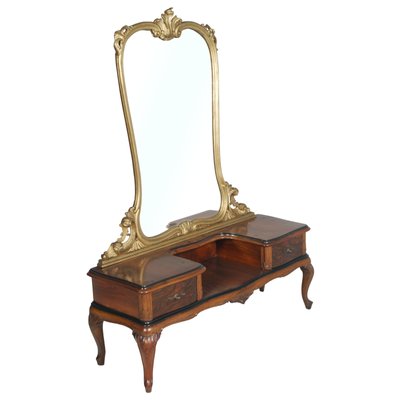 Venetian Carved Walnut & Burl Dressing Table, 1930s-NJV-585656