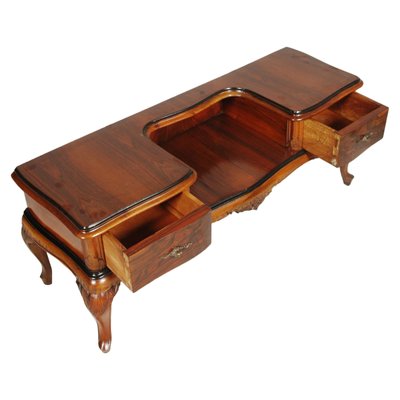 Venetian Carved Walnut & Burl Dressing Table, 1930s-NJV-585656