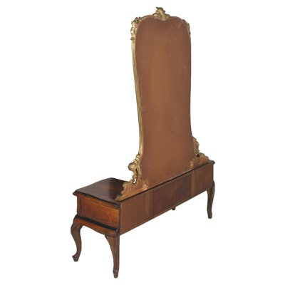 Venetian Carved Walnut & Burl Dressing Table, 1930s-NJV-585656