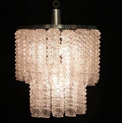 Venetian Chandelier in Blown Transparent Murano Glass by Venini, 1960s-NJV-974819