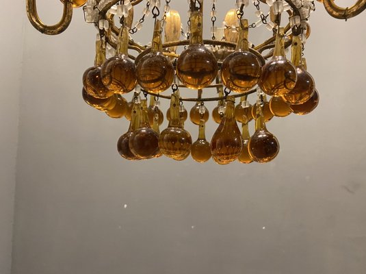 Venetian Gilded Murano Glass Drop Chandelier-JJC-1029632