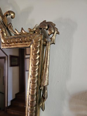 Venetian Gilt Wood Entrance Mirror and Wall Sconces, 1970, Set of 3-ZUW-1799541