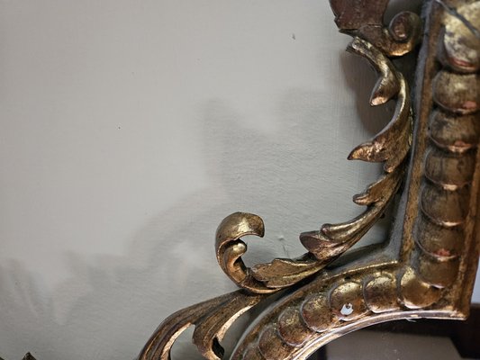 Venetian Gilt Wood Entrance Mirror and Wall Sconces, 1970, Set of 3-ZUW-1799541