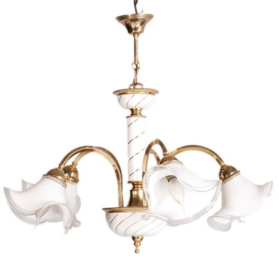 Venetian Golden Metal Chandelier in Murano Glass from Mazzega, 1970s-NJV-1278121