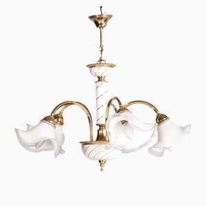 Venetian Golden Metal Chandelier in Murano Glass from Mazzega, 1970s-NJV-1278121