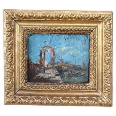 Venetian Landscape, 19th Century, Oil on Board, Framed-DCO-1775289