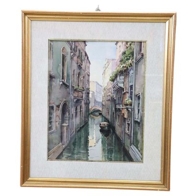 Venetian Landscape, Watercolor Painting on Paper, Framed-DCO-1180492