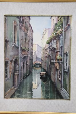 Venetian Landscape, Watercolor Painting on Paper, Framed-DCO-1180492