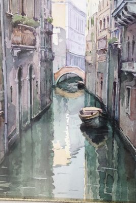 Venetian Landscape, Watercolor Painting on Paper, Framed-DCO-1180492