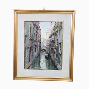 Venetian Landscape, Watercolor Painting on Paper, Framed-DCO-1180492