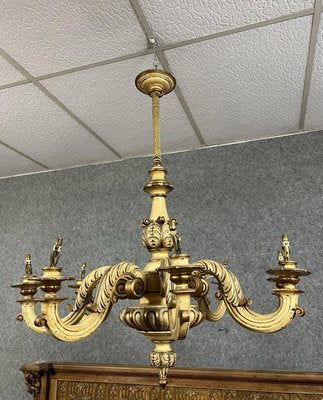 Venetian Louis XV Style Chandelier in Lacquered and Gilded Wood, 1920s-MWB-2021636