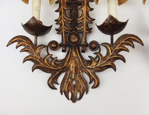 Venetian Mask Sconces in Wrought Iron, 1970s, Set of 2-LW-1750304