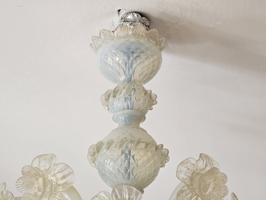 Venetian Murano Glass 6-Light Chandelier with Flower Decor, 1970-ZUW-1799339