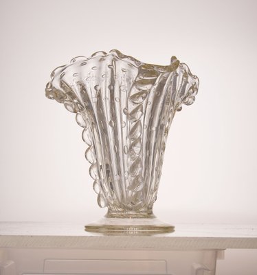 Venetian Murano Glass Bullicante Vase by Ercole Barovier for Barovier & Toso, 1940s-QES-1153525