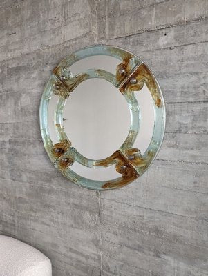 Venetian Round Mirror in Murano Glass from Mazzega, 1960s-JJT-1725377