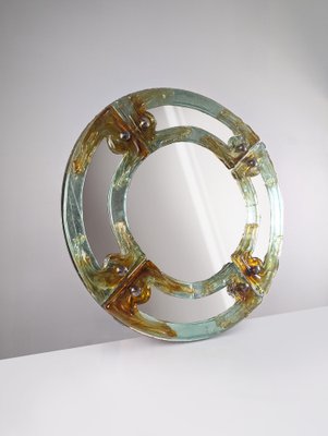 Venetian Round Mirror in Murano Glass from Mazzega, 1960s-JJT-1725377