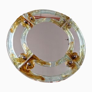 Venetian Round Mirror in Murano Glass from Mazzega, 1960s-JJT-1725377