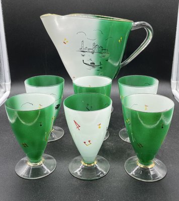 Venetian Style Pitcher & Drinking Glasses, Set of 7-BNU-1286402