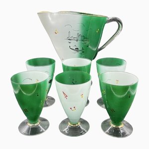 Venetian Style Pitcher & Drinking Glasses, Set of 7-BNU-1286402