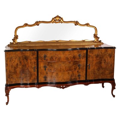 Venetian Walnut Credenza with Gold Leaf Mirror, 1920s-NJV-585197