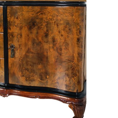 Venetian Walnut Credenza with Gold Leaf Mirror, 1920s-NJV-585197