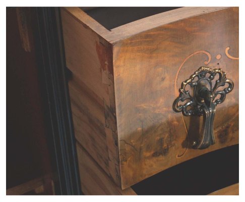 Venetian Walnut Credenza with Gold Leaf Mirror, 1920s-NJV-585197