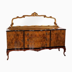 Venetian Walnut Credenza with Gold Leaf Mirror, 1920s-NJV-585197