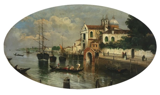 Venice - Italian Landscape Oil on Canvas Painting-YUW-1305978