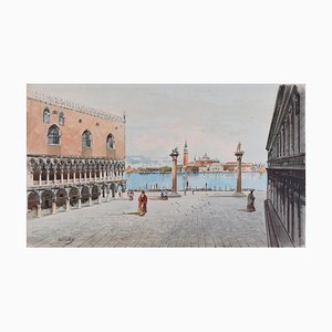 Venice, Piazza San Marco - Original Watercolor by A. Guidotti Early 20th Century-ZCI-760199