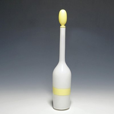 Venini Art Glass Bottle with Fasce Decoration in Yellow, 1950s-KJP-1316296