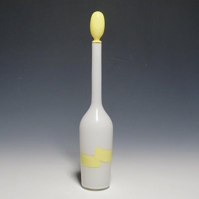 Venini Art Glass Bottle with Fasce Decoration in Yellow, 1950s-KJP-1316296