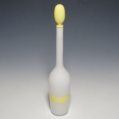 Venini Art Glass Bottle with Fasce Decoration in Yellow, 1950s-KJP-1316296