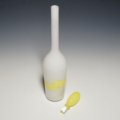 Venini Art Glass Bottle with Fasce Decoration in Yellow, 1950s-KJP-1316296