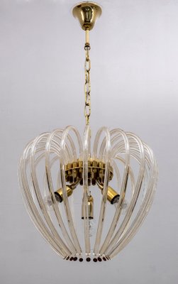 Venini Chandelier in Murano Glass and Brass by Paolo Venini for Venini, Italy, 1950s-FER-906378