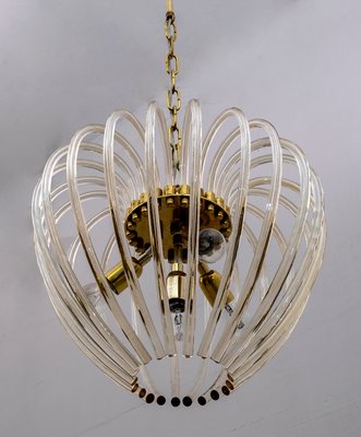 Venini Chandelier in Murano Glass and Brass by Paolo Venini for Venini, Italy, 1950s-FER-906378