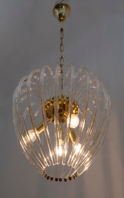 Venini Chandelier in Murano Glass and Brass by Paolo Venini for Venini, Italy, 1950s-FER-906378