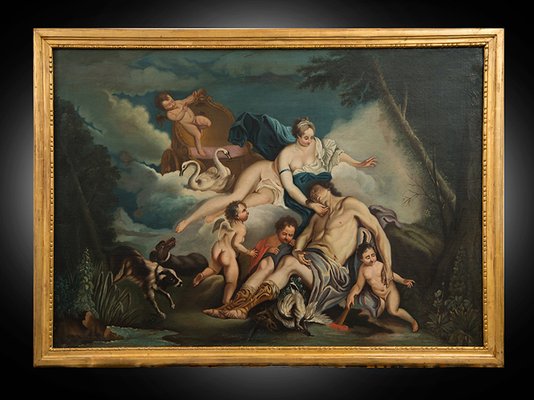 Venus & Adonis, 18th Century, Oil on Canvas, Framed-KKK-1450721