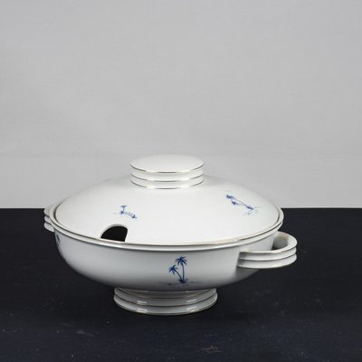 Verbano Laveno Ceramic Tureen with Blue Decorations-RAQ-1815826