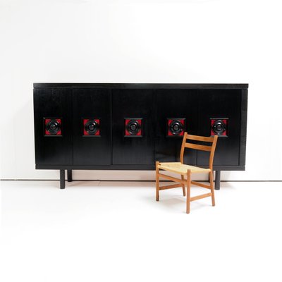 Very Large Brutalist Black Sideboard, Belgium, 1960s-SV-941002