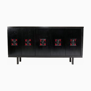 Very Large Brutalist Black Sideboard, Belgium, 1960s-SV-941002