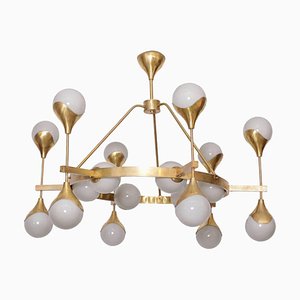 Very Large Murano Glass and Brass Chandelier in the Style of Stilnovo-VLZ-1287269