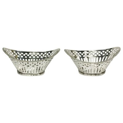 Very Small Dutch Silver Bonbon Baskets, Set of 2-UCH-1224936